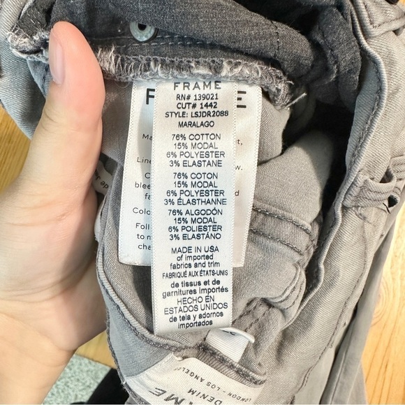 Frame Le Skinny de Jeanne Gray Distressed Hem Maralago Wash Mid Rise Size 27 - Picture 5 of 13